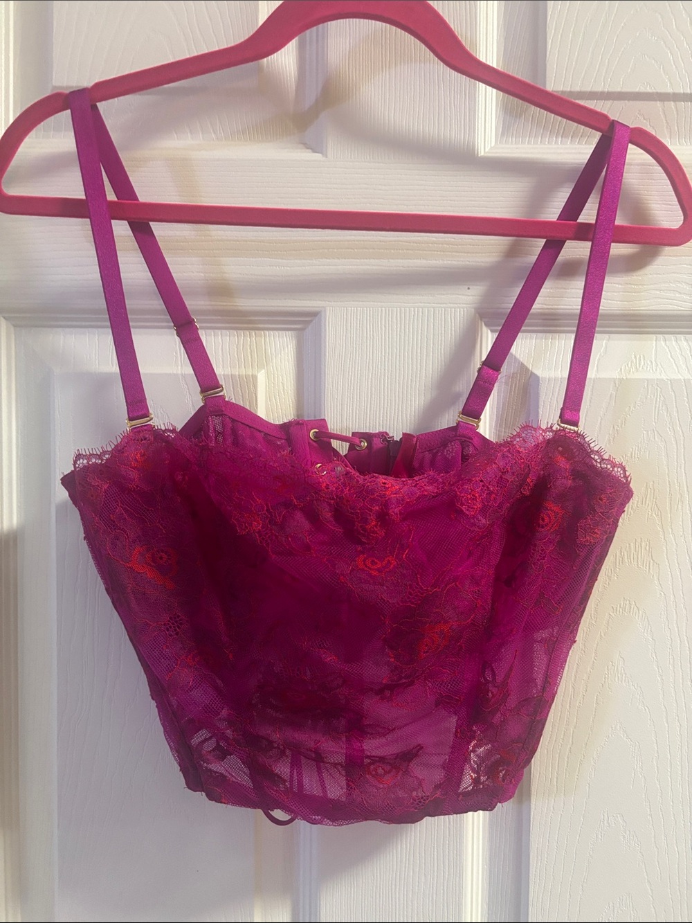 Victoria's Secret Fuchsia Floral Lace Bustier Camisole
